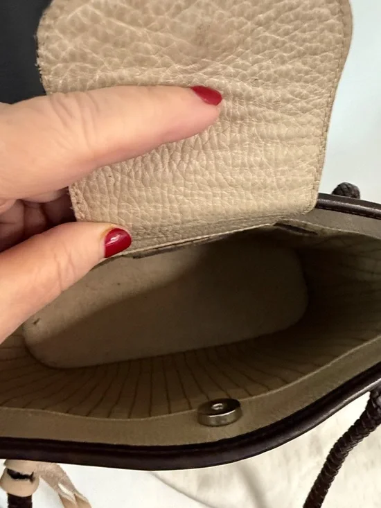 Brighton Liana Bone/Choc Satchel with Dust Cover and Box - Picture 10 of 11